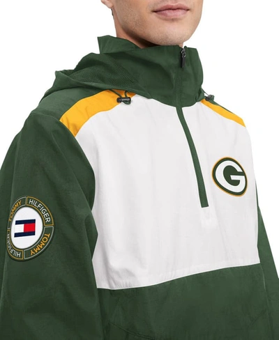 Shop Tommy Hilfiger Green/white Green Bay Packers Carter Half-zip Hooded Top