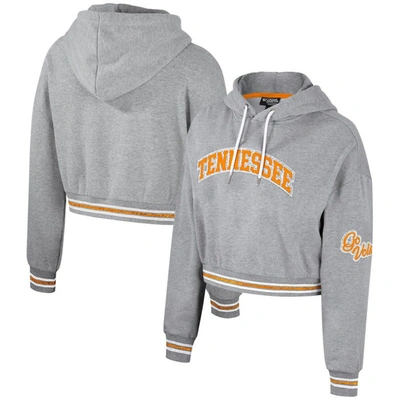 Shop The Wild Collective Heather Gray Tennessee Volunteers Cropped Shimmer Pullover Hoodie