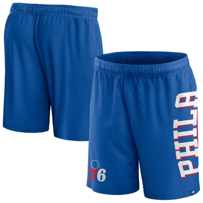 Shop Fanatics Branded Royal Philadelphia 76ers Post Up Mesh Shorts