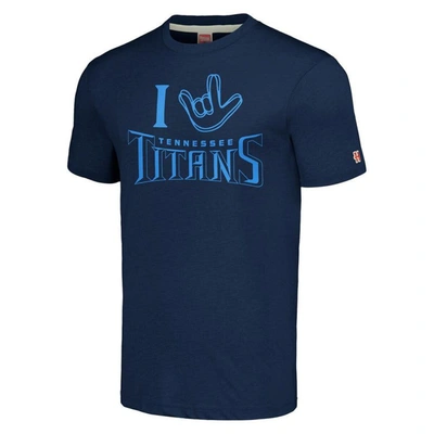 Shop Homage Unisex   Navy Tennessee Titans The Nfl Asl Collection By Love Sign Tri-blend T-shirt