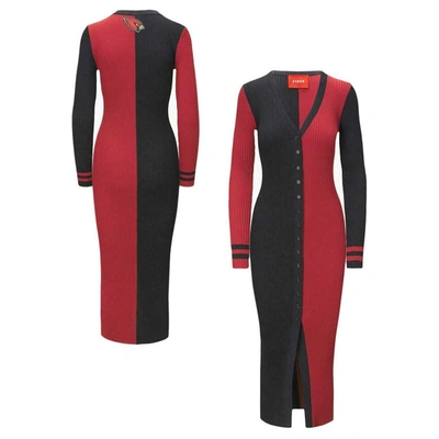 Shop Staud Black/cardinal Arizona Cardinals Shoko Knit Button-up Sweater Dress