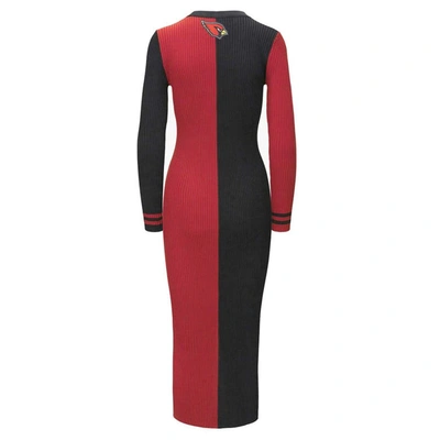 Shop Staud Black/cardinal Arizona Cardinals Shoko Knit Button-up Sweater Dress