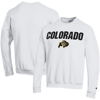 Shop Champion White Colorado Buffaloes Straight Over Logo Powerblend Pullover Sweatshirt