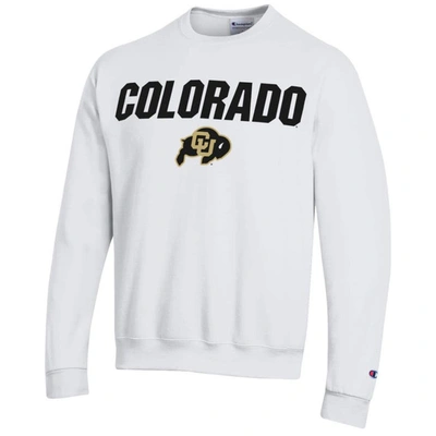 Shop Champion White Colorado Buffaloes Straight Over Logo Powerblend Pullover Sweatshirt