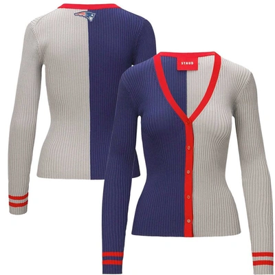 Shop Staud Navy/gray New England Patriots Cargo Sweater