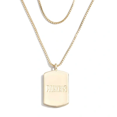 Shop Wear By Erin Andrews X Baublebar Green Bay Packers Gold Dog Tag Necklace