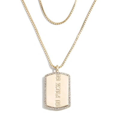 Shop Wear By Erin Andrews X Baublebar Green Bay Packers Gold Dog Tag Necklace