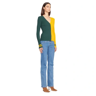 Shop Staud Green/gold Green Bay Packers Cargo Sweater
