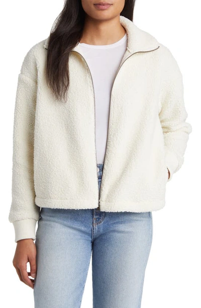 Shop Caslon Brushed Fleece Jacket In Ivory Pristine