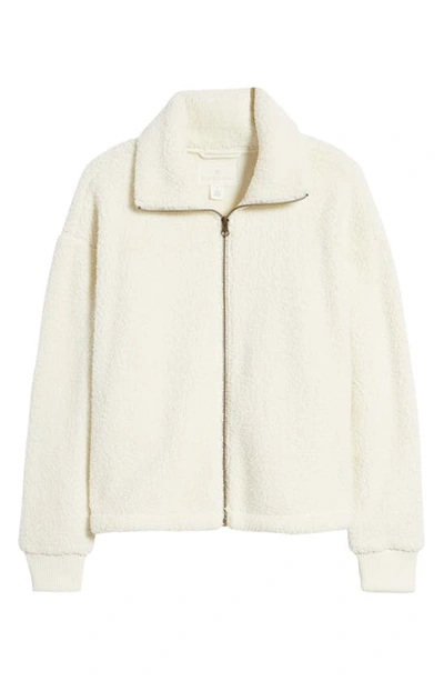Shop Caslon Brushed Fleece Jacket In Ivory Pristine