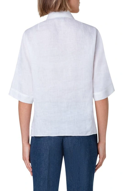 Shop Akris Boxy Linen Voile Button-up Shirt In 001 White
