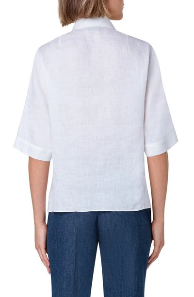 Akris Linen Voile Collared Boxy Shirt In 001 White