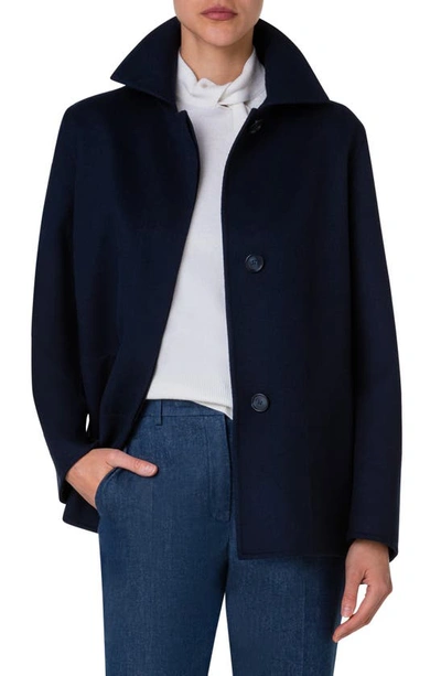 Akris Double Face Virgin Wool Jacket In Navy