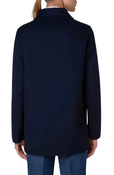 Shop Akris Double Face Virgin Wool Jacket In Navy