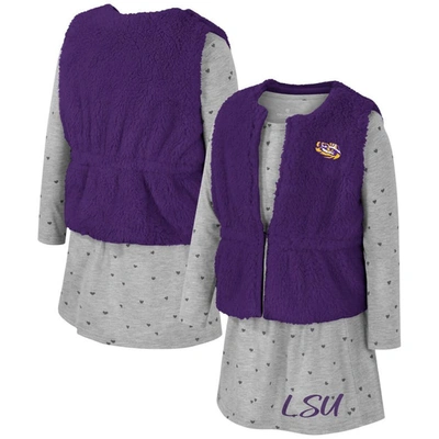 Shop Colosseum Girls Toddler  Purple Lsu Tigers Meowing Vest & Dress Set
