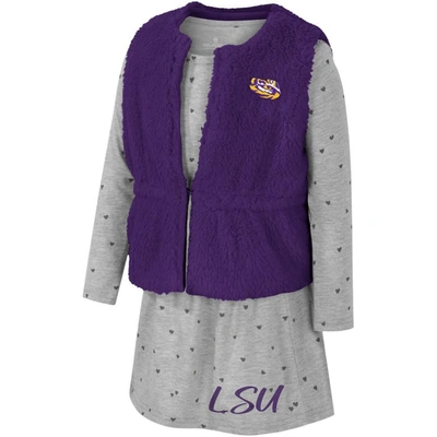 Shop Colosseum Girls Toddler  Purple Lsu Tigers Meowing Vest & Dress Set