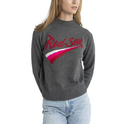 Shop Lusso Gray Boston Red Sox Serena Raglan Pullover Sweater