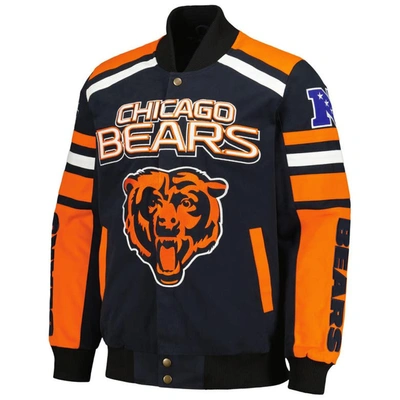 Shop G-iii Sports By Carl Banks Navy Chicago Bears Power Forward Racing Full-snap Jacket