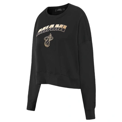 Shop Pro Standard Black Miami Heat Glam Cropped Pullover Sweatshirt