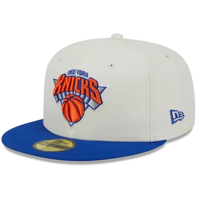 Shop New Era X Staple Cream/blue New York Knicks Nba X Staple Two-tone 59fifty Fitted Hat