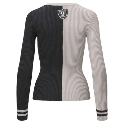 Shop Staud Silver/black Las Vegas Raiders Cargo Sweater