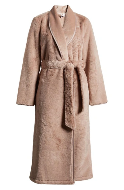 Shop Nordstrom Recycled Polyester Faux Fur Robe In Beige Goat