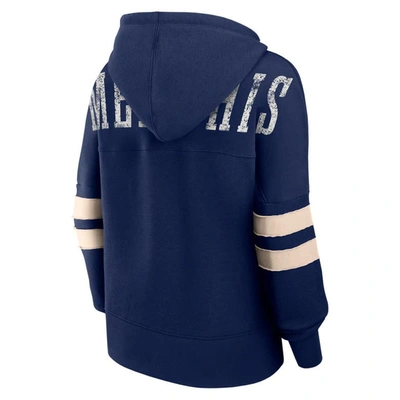 Fanatics Branded Navy Memphis Grizzlies Bold Move Dolman V-neck Pullover Hoodie In Navy