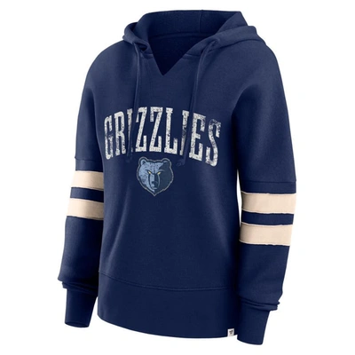 Fanatics Branded Navy Memphis Grizzlies Bold Move Dolman V-neck Pullover Hoodie In Navy