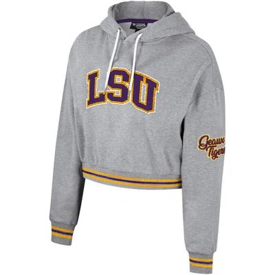 Shop The Wild Collective Heather Gray Lsu Tigers Cropped Shimmer Pullover Hoodie