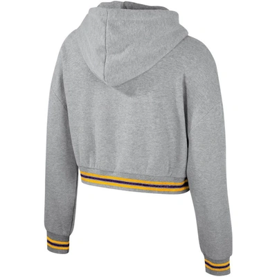 Shop The Wild Collective Heather Gray Lsu Tigers Cropped Shimmer Pullover Hoodie