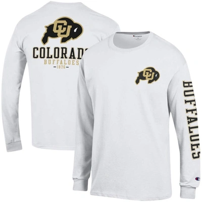Shop Champion White Colorado Buffaloes Team Stack 3-hit Long Sleeve T-shirt