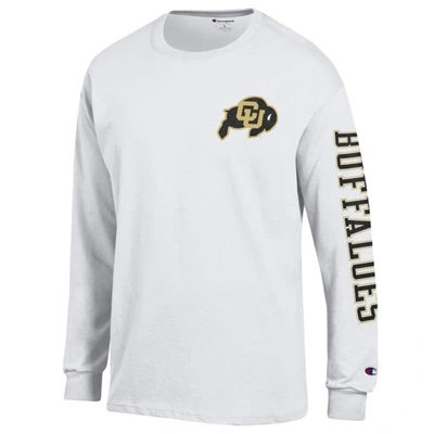 Shop Champion White Colorado Buffaloes Team Stack 3-hit Long Sleeve T-shirt