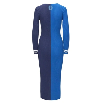 Shop Staud Royal/navy Indianapolis Colts Shoko Knit Button-up Sweater Dress