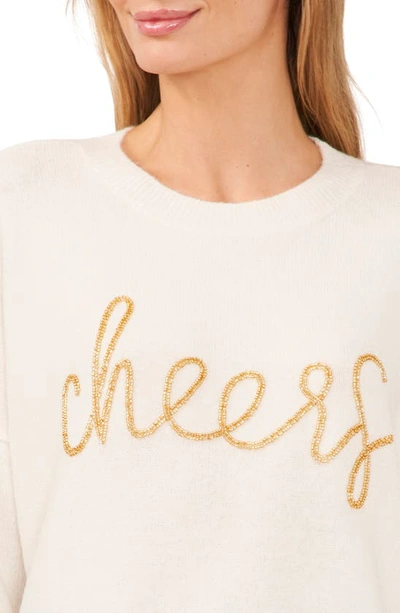 Shop Cece Cheers Beaded Sweater In Antique White