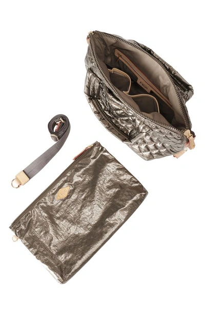 Mz Wallace Sutton Deluxe Small Metallic Top-handle Bag In Moondust Metallic Lacquer
