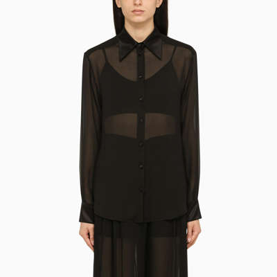 Shop Dolce & Gabbana Dolce&gabbana Black Semi Transparent Shirt
