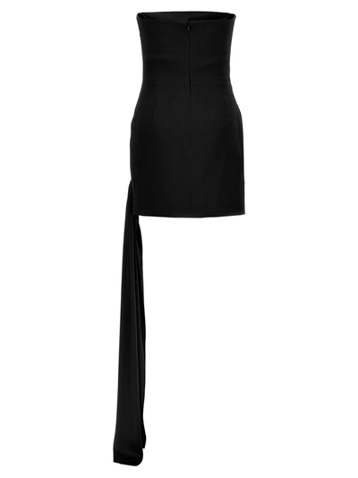 Shop David Koma Asymmetric Hem Strapless Mini Dresses Black