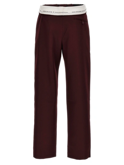 Shop Martine Rose Rolled Waistband Tailored Pants Bordeaux