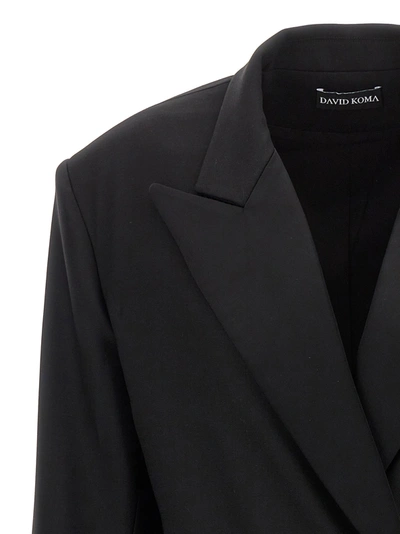 Shop David Koma Tailored Tuxedo Jackets Black
