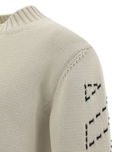 Shop Off-white Sweater In Beige Blac