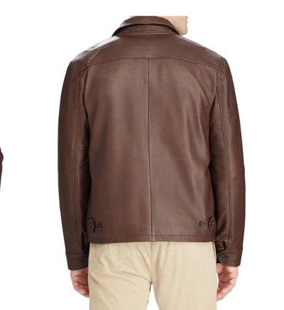 Pre-owned Polo Ralph Lauren $800 Men's Ralph Lauren Polo Lambskin Leather Jacket Maxwell Brown