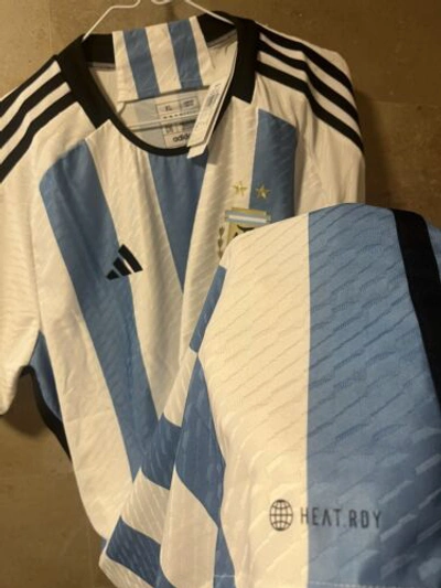 Pre-owned Adidas Originals Camiseta Fútbol Adidas Auténtica Argentina 2022 Qatar Heatrdy In White