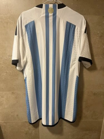 Pre-owned Adidas Originals Camiseta Fútbol Adidas Auténtica Argentina 2022 Qatar Heatrdy In White