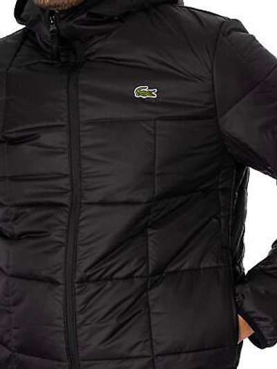 Pre-owned Lacoste Men's Logo Puffer Jacket, Black