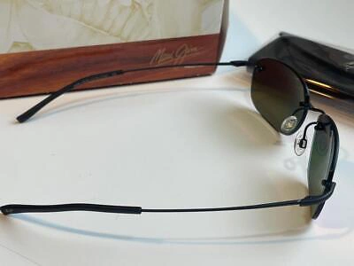 Pre-owned Maui Jim Nanea Polarized Sunglasses 332-17m Matte Black/lava Red Mirror Rimless