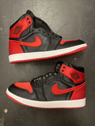 Pre-owned Jordan Size 10.5 -  1 Og High Satin Bred W In Black