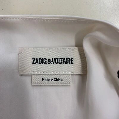 Pre-owned Zadig & Voltaire Twity Split Neck Pleated Satin Top Women's Size M Lin In White
