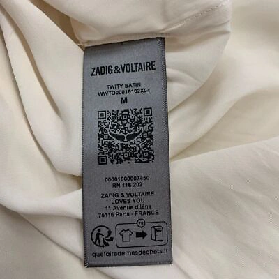 Pre-owned Zadig & Voltaire Twity Split Neck Pleated Satin Top Women's Size M Lin In White