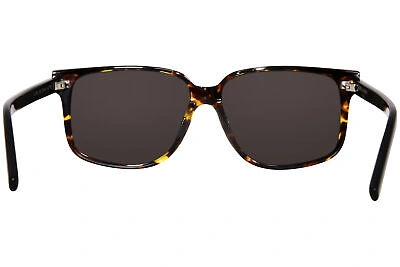 Pre-owned Saint Laurent Sl-599 005 Sunglasses Men's Black/havana/grey Square Shape 58mm In Gray