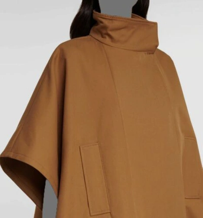 Pre-owned Max Mara $1245  Women's Brown Malaga Gabardine Cape Coat Jacket One-size